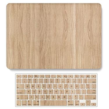 Imagem de Bandless Capa compatível com MacBook Air 13 Retina 2020 2019 2018 modelo A2337 M1 A2179 A1932, capa rígida protetora de plástico + capa de teclado para Touch ID em polegadas - grão de madeira