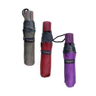 Imagem de Kit 03 Guardas-Chuva Reforçado Voyagem Preto, Verm Roxo 010L