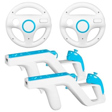 Imagem de Machine-Ya Wii Zapper Gun and Steering Wheel Compatible with Nintendo Wii & Wii U Remote Game (2-Pack, White)