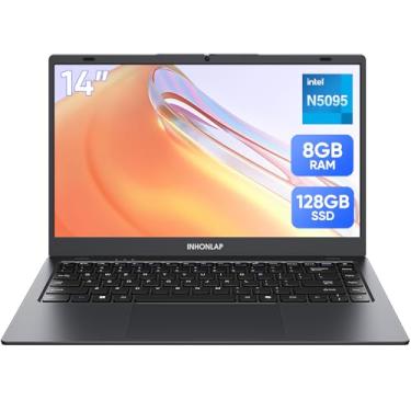 Imagem de INHONLAP Laptop para estudantes, casa e negócios, processador quad-core N5095, 2,9 GHz, 8 GB de RAM, SSD de 128 GB, expansível de 1 TB, laptop de 14 polegadas, WiFi 5, BT 5.0, USB 3.0
