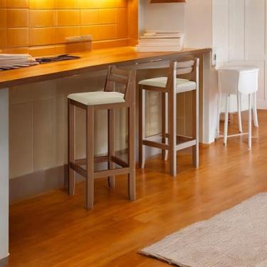 Imagem de Kit 2 Banqueta Ibiza Área Gourmet - Ilha Baixa 77cm - Pés Madeira Maciça