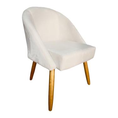 Imagem de Cadeira de Jantar Lua Veludo Premium com Pés Palito Madeira – Conforto e Estilo para Sala de Jantar ou Cozinha (Bege)