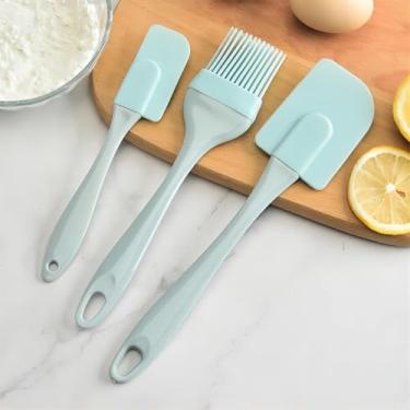 Imagem de Conjunto de 3 espátulas de silicone resistentes ao calor para assar, misturar e virar – Resistente ao calor até 232 °C – Pode ser lavado na lava-louças – Utensílios de cozinha para panelas