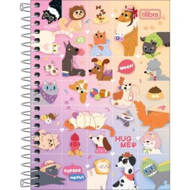 Imagem de Caderno Universitário Espiral,160 Folhas Pautadas, Capa Dura Estampa Hug Me com Pets (Quadriculado)