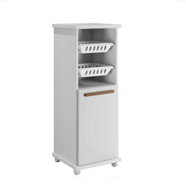 Imagem de Armário Cozinha Com Fruteira Paraná 1 Porta 1 Prateleira 2 Cestos Arte Móveis Branco