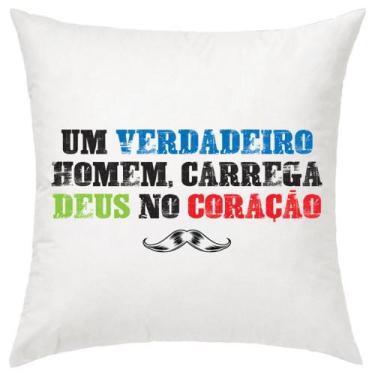 Imagem de Almofada Decorativa Gospel Um Verdadeiro Homem 30 X 30 Cm - Evangelize