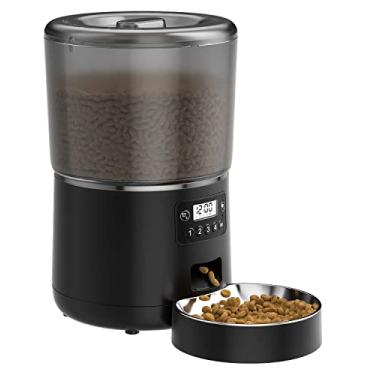 Imagem de Alimentador Automático para Pets 4L - Grande Dispenser Programável de Comida com Timer Cães Pequenos e Gatos Eletrônico Automatizado Autofeeder Fontes Energia Duas