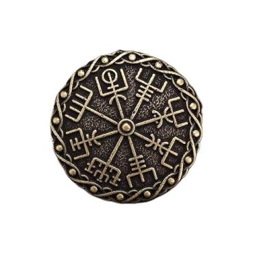 Imagem de Bússola viking nórdica vintage, distintivo de metal de bússola escandinava, acessório de vestuário masculino vintage, one size, Metal, Sem Pedra Preciosa