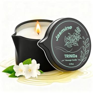 Imagem de TRINIDa Vela de óleo de massagem de baixa temperatura 67 g - mistura de cera de soja e óleo de coco, hidrata a pele, alívio do estresse, massagem para casais e spa doméstico, vela perfumada de
