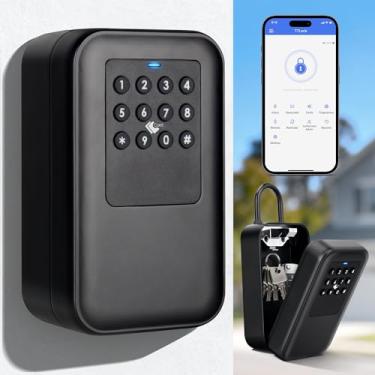 Imagem de LOQRON Caixa de bloqueio de chave inteligente com controle de aplicativo TTLock Bluetooth, teclado de silicone IP65 à prova d'água USB-C e chave manual de desbloqueio de emergência de grande