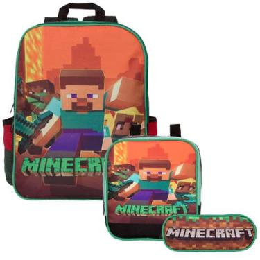 Imagem de Mochila com Lancheira Infantil Masculina Minecraft Desenho - TOYS 2U