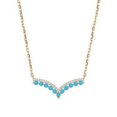 Imagem de MEVECCO Colar gargantilha feminina banhado a ouro 18 k turquesa vermelho rubi zircónio gargantilha pingente colar joia feita à mão para presentes de Natal e aniversário, 16" - 18", Sem Pedra Preciosa