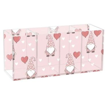 Imagem de Burbuja Porta-canetas de acrílico Valentine Gnomos, 4 compartimentos, suporte de lápis transparente para pincéis de maquiagem, acessórios de mesa de escritório em casa