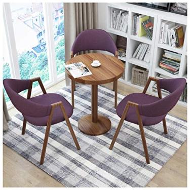 Imagem de Mesas e cadeiras para sala de estar em casa conjunto de mesa de jantar e cadeira de cozinha simples 1 mesa 3 cadeiras hotel recepção mesa lounge 60 cm madeira maciça mesa redonda escritório reunião Ro