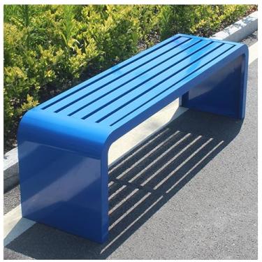 Imagem de Banco de jardim para ambientes externos, bancos de pátio sem costas, banco de metal à prova de intempéries, banco de jardim para jardim, pátio, varanda, parque, quintal, azul, 120 x 40 x 45 cm