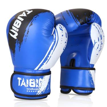 Imagem de Luvas de boxe infantis, luvas de boxe de 170 g para crianças, meninos, meninas, jovens, jovens, luvas de treinamento de poliuretano para saco de pancadas, kickboxing, muay thai, karatê, MMA, azul