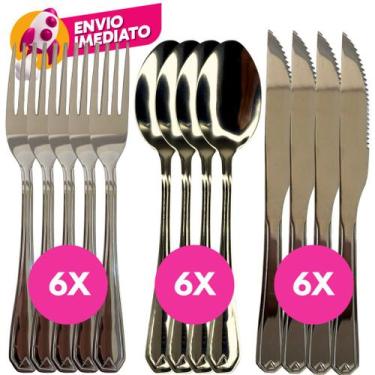 Imagem de Kit Talher Jogo Garfo Colher Faca Refeição Churrasco Inox Premium Cozi