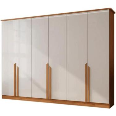 Imagem de Guarda Roupa Bianca Casal 6 Portas 6 Gavetas Bianchi Cor Nature Off Wh