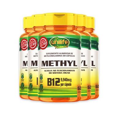 Imagem de Kit 5 Vitamina B12 Methyl Unilife Vegano 60 cápsulas