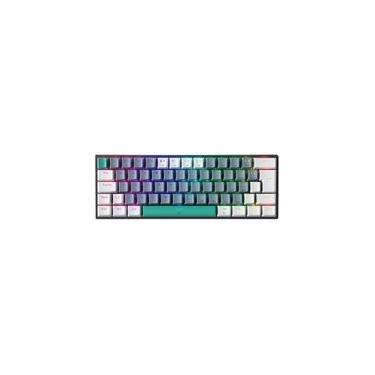 Imagem de Teclado Mecânico Gamer Machenike K500-B61, RGB Switch Blue, HotSwap, C/Fio, PT-BR, Cinza e Branco