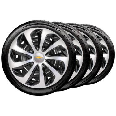 Imagem de Jogo 4 Calotas 15 Velox Silver Black Gm Corsa Celta Montana - Elitte