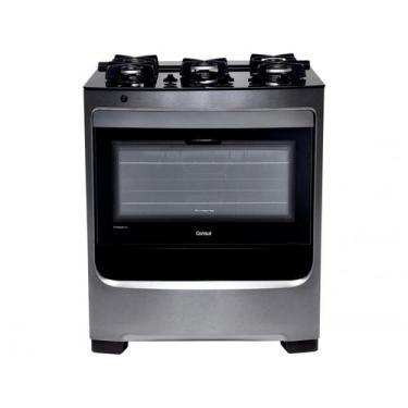 Imagem de Fogão Consul 5 bocas cor Inox com mesa de vidro e grade de ferro fundi