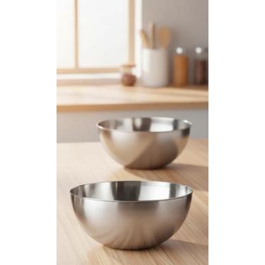 Imagem de Kit 2 Tigelas Aço Inox Escovado 24cm Premium - Congratulations Store
