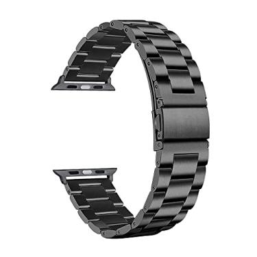 Imagem de Pulseira Aço Inoxidável Elos Clássica, Compatível com Apple Watch (42/44/45, Preto)