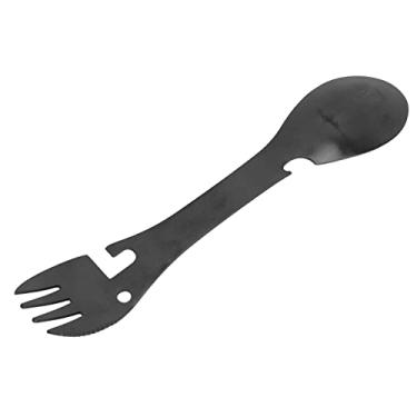 Imagem de Colher de garfo de acampamento de aço inoxidável, antiferrugem, multiuso, resistente, portátil, multiuso, para uso ao ar livre e acampamento