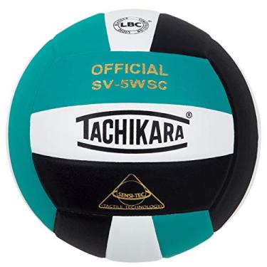 Imagem de Tachikara Bola de vôlei de alto desempenho colorida Sensi-Tec, azul-petróleo-branco