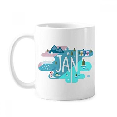 Imagem de Caneca de cerâmica com ilustração de cerâmica para café e porcelana do mês de janeiro