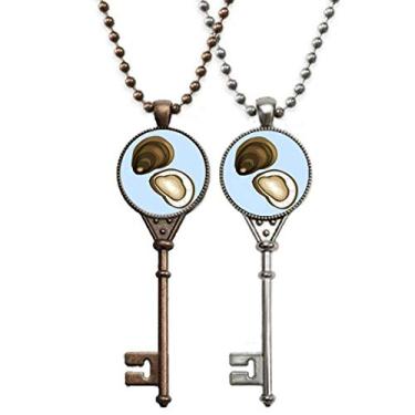 Imagem de OFFbb-USA Colar com pingente de chave de vaqueira marisco ostra marisco decoração de casais