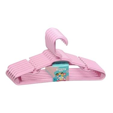 Imagem de Kit Cabides Infantis Reforçado Roupa Infantil Bebê 35 Unidades Rosa
