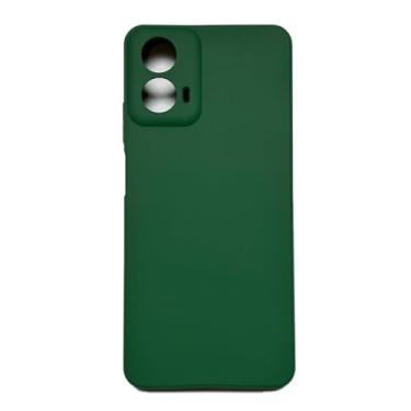 Imagem de Kit Capinha Capa de Silicone Colorida + Película de Vidro 3D para Moto G34 5G (Verde-militar+Película)