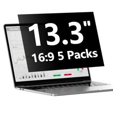 Imagem de Protetor de tela de privacidade para laptop, 5 pacotes, 13,3 polegadas com HP Dell, Acer, Asus, Samsung, LG e mais, filtro de proteção de segurança removível para monitor portátil com proporção de