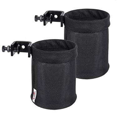 Imagem de Xislet Conjunto de 2 suportes de copo universal para carrinhos de golfe sem necessidade de perfuração compatível com 1,9 cm a 2,5 cm EZ-GO Zone Cart Square Tube Mount Club Cart Suporte para bebida (2)