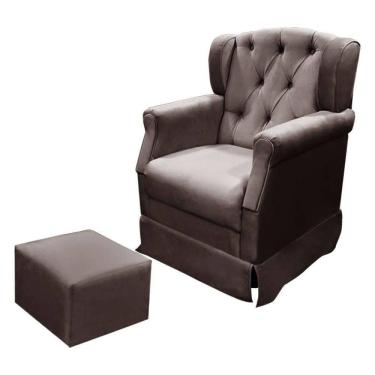 Imagem de Poltrona Cadeira De Amamentação Balanço E Puff Ternura Suede Star Confort Café