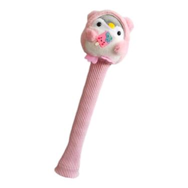 Imagem de Amagogo Capa de alça de raquete de badminton, protetor de aderência de boneca de pelúcia de desenho animado para mulheres e meninas, Pinguim Rosa