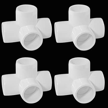 Imagem de Waziaqoc Acessórios de PVC de 4 vias, cotovelo de PVC de 1/5.1 cm, acessórios para móveis de 90 graus, conectores de canto, conectores de tubo branco para estrutura de estufa de móveis faça você mesmo