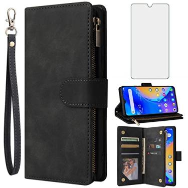 Imagem de Asuwish Compatível com TCL 20XE 5087Z capa carteira e protetor de tela de vidro temperado couro flip capa suporte suporte acessórios celulares capas de telefone para TLC 20 XE TCL20XECase EX feminino