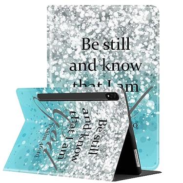 Imagem de Capa para tablet Samsung Galaxy Tab S8 Plus 2022/ Tab S7 FE 5G 2021/ Tab S7 Plus 2020 de 12,5 polegadas, suporte multiângulo com capa de proteção automática hibernar/despertar - Blue Psalm 46:10
