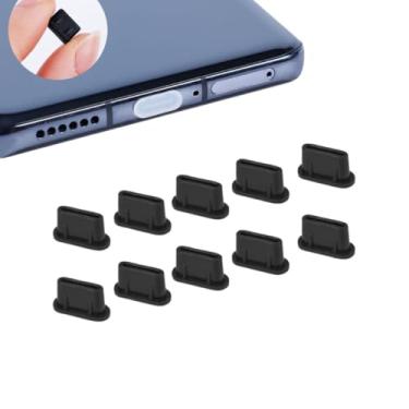 Imagem de Kit 10 Protetor de entrada USB C anti poeira Tampa proteção celular e notebook (Preto)