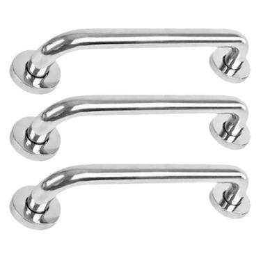 Imagem de Alça Barra de Apoio Kit 3 Unid Inox 40cm Banheiro Idoso Deficiente Ace