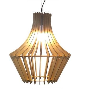 Imagem de Lustre Luminária Pendente de Madeira MDF Mod. Orient - ECOilumi