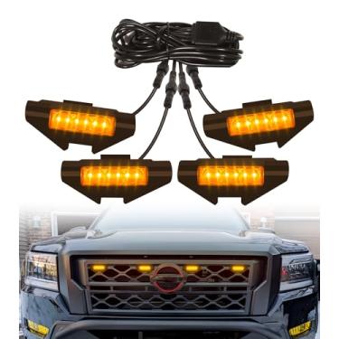 Imagem de Luzes de churrasqueira para Nissan Frontier 2022-2024 Grade de para-choque dianteiro marcador luminárias DRL PRO 4X X S SV SL acessórios (âmbar)