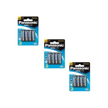 Imagem de 12 Pilhas Panasonic Super Hyper AA  Comum  Pequena 1.5V