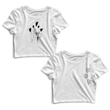 Imagem de Kit 2 Blusas Cropped Tshirt Feminina Pernalonga Corações e Corações - 