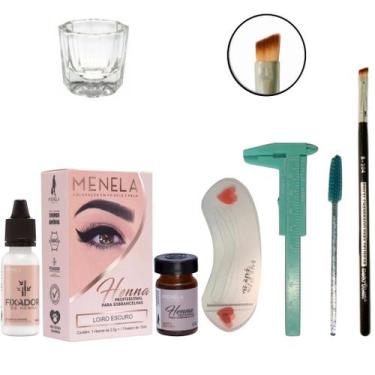 Imagem de Kit Henna Menela Sobrancelha Maquiagem Paquimetro Pincel Macrilan Chan
