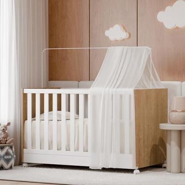 Imagem de Mini Berço Vira Cama 1344 Americano Com Rodízios E Grade Proteção Removível Para Quarto De Bebê Menino E Menina (Carvalho)