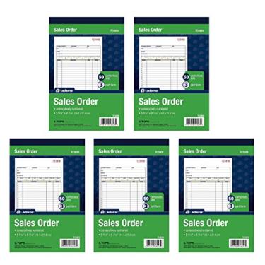 Imagem de Adams Livro De Pedidos De Vendas, 3 Partes, Autocopiativo, Branco/Canário/Rosa, 5-9/16" X 8-7/16", Capa Envolvente Encadernada, 50 Conjuntos Por Livro, 5 Livros, 250 Conjuntos No Total (Tc5805) P